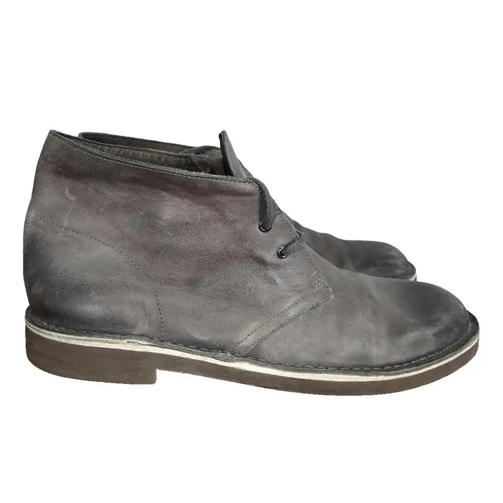 Clarks Chukka Boots Mens 11.5 M Buschacre 2 Gray Leather Lace Up Ankle Shoes